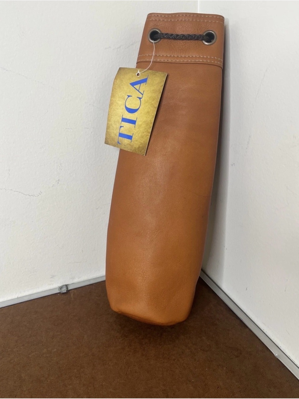 Tica Sport Tan Leather Wine Case Golf Bottle Bag Carrier Palmetto Partners Logo